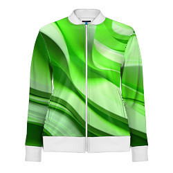 Олимпийка женская Светлые зеленые волны, цвет: 3D-белый