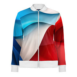 Олимпийка женская Белые синие и красные волны, цвет: 3D-белый