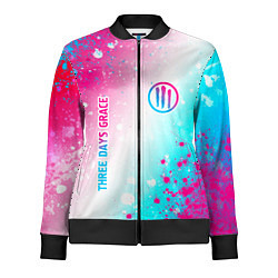 Олимпийка женская Three Days Grace neon gradient style: надпись, сим, цвет: 3D-черный