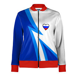 Женская олимпийка Флаг России в сердечке - синий