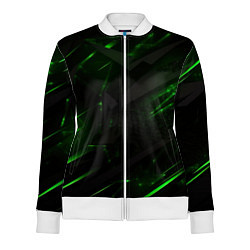 Олимпийка женская Dark black green abstract, цвет: 3D-белый