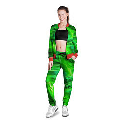 Олимпийка женская Яркий зеленый фон, цвет: 3D-красный — фото 2