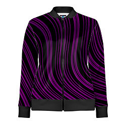 Олимпийка женская Абстракция фиолетовые линии, цвет: 3D-черный