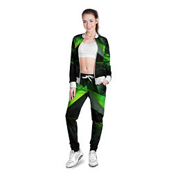 Олимпийка женская Зеленые треугольники, цвет: 3D-белый — фото 2