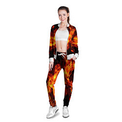 Олимпийка женская Огонь на черном фоне, цвет: 3D-белый — фото 2