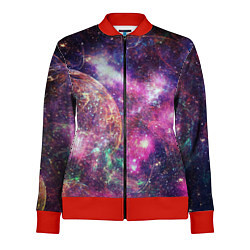 Олимпийка женская Пурпурные космические туманности со звездами, цвет: 3D-красный