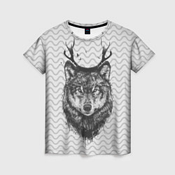 Футболка женская Рогатый волк, цвет: 3D-принт