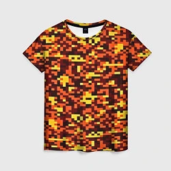 Футболка женская Камуфляж пиксельный: оранжевый/желтый, цвет: 3D-принт