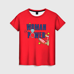 Футболка женская Woman power красный, цвет: 3D-принт