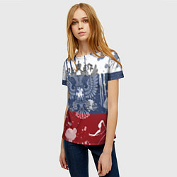 Футболка женская Триколор и герб, цвет: 3D-принт — фото 2