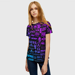 Футболка женская Неоновые лого игр, цвет: 3D-принт — фото 2