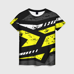 Женская футболка Black yellow abstract sport style