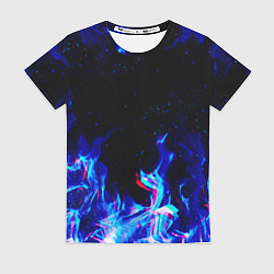 Футболка женская СИНИЙ ОГОНЬ ГЛИТЧ, цвет: 3D-принт