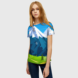Футболка женская Горы пейзаж природа вектор, цвет: 3D-принт — фото 2