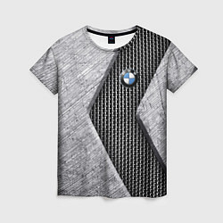 Футболка женская BMW - emblem - metal - texture, цвет: 3D-принт