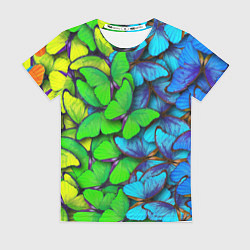 Футболка женская Радужные бабочки, цвет: 3D-принт