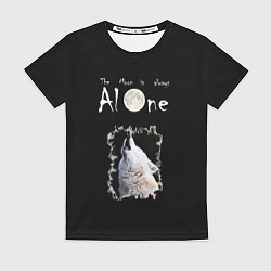 Футболка женская Волк и луна одиночки, цвет: 3D-принт