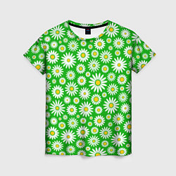 Футболка женская Ромашки на зелёном фоне, цвет: 3D-принт