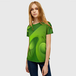 Футболка женская 3d Green abstract, цвет: 3D-принт — фото 2