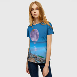 Футболка женская Лунный пляж, цвет: 3D-принт — фото 2