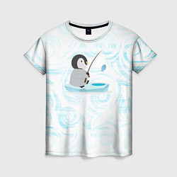 Футболка женская Пингвин рыбачит, цвет: 3D-принт