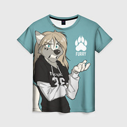 Женская футболка Furry wolf