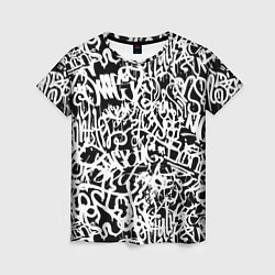 Женская футболка Graffiti white on black