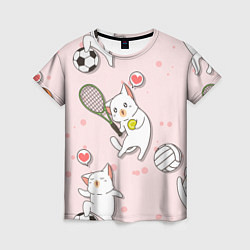 Футболка женская Спортивные котики Мяу спорт Z, цвет: 3D-принт