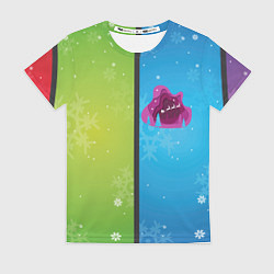Футболка женская Цветное рождество Snowflake, цвет: 3D-принт