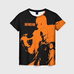 Футболка женская Сайтама образ в силуэте One Punch-Man, цвет: 3D-принт