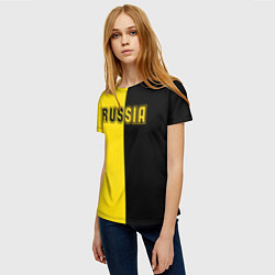 Футболка женская Россия черно желтое RUSSIA - BORUSSIA, цвет: 3D-принт — фото 2