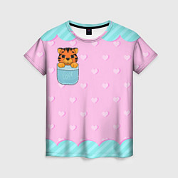 Футболка женская Маленький тигр в кармане, цвет: 3D-принт