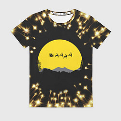 Футболка женская Фейерверк Санта, цвет: 3D-принт