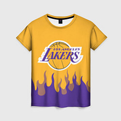 Футболка женская LA LAKERS NBA FIRE ЛЕЙКЕРС ОГОНЬ, цвет: 3D-принт