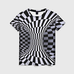 Женская футболка Оптическая Иллюзия, черно белая