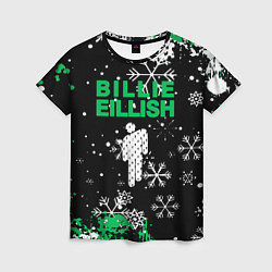 Женская футболка Billie eilish новый год снежинки