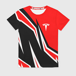 Футболка женская TESLA MOTORS RED LINE ТЕСЛА, цвет: 3D-принт
