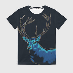 Футболка женская Синий Олень, цвет: 3D-принт