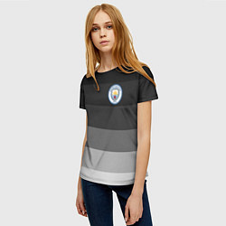 Футболка женская Манчестер Сити, Manchester City, Серый градиент, цвет: 3D-принт — фото 2