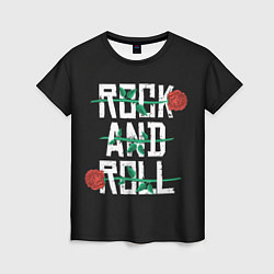 Футболка женская ROCK AND ROLL розы, цвет: 3D-принт