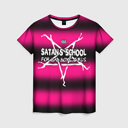 Футболка женская Satan school for bad boys and girls pink, цвет: 3D-принт