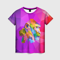 Футболка женская Цветная обезьяна Color monkey, цвет: 3D-принт