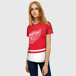Футболка женская Detroit Red Wings, Детройт Ред Уингз Диагональные, цвет: 3D-принт — фото 2