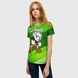 Футболка женская Хитрая чашечка cuphead, цвет: 3D-принт — фото 2