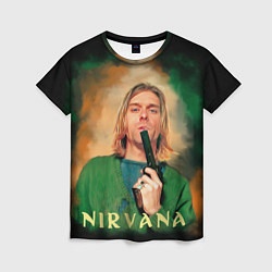 Футболка женская Nirvana - Kurt Cobain with a gun, цвет: 3D-принт