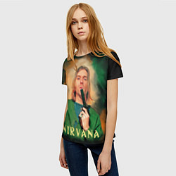 Футболка женская Nirvana - Kurt Cobain with a gun, цвет: 3D-принт — фото 2