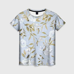 Футболка женская Цветы Золотые Листья, цвет: 3D-принт