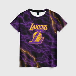 Футболка женская Лейкерс Lakers яркие молнии, цвет: 3D-принт