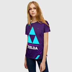 Футболка женская Символ Zelda в неоновых цветах на темном фоне, цвет: 3D-принт — фото 2