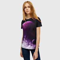 Футболка женская PURPLE GALAXY лиловая галактика, цвет: 3D-принт — фото 2
